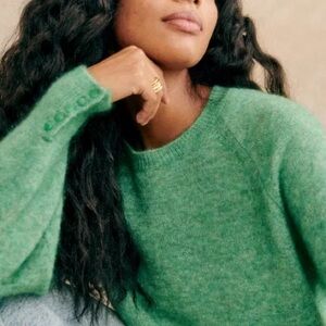 Sezane Mint Green Crew Neck Sweater